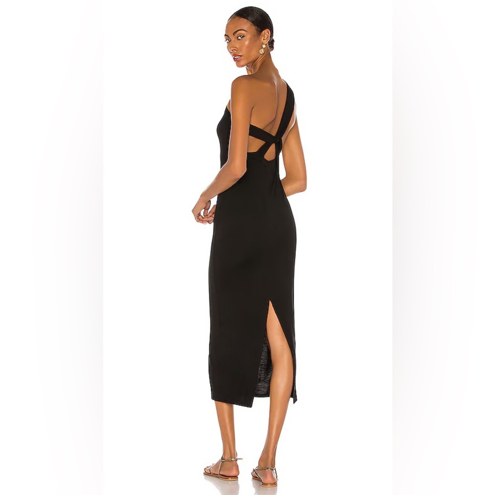 The Line by K Black Asymmetrical Midi Dress like New!